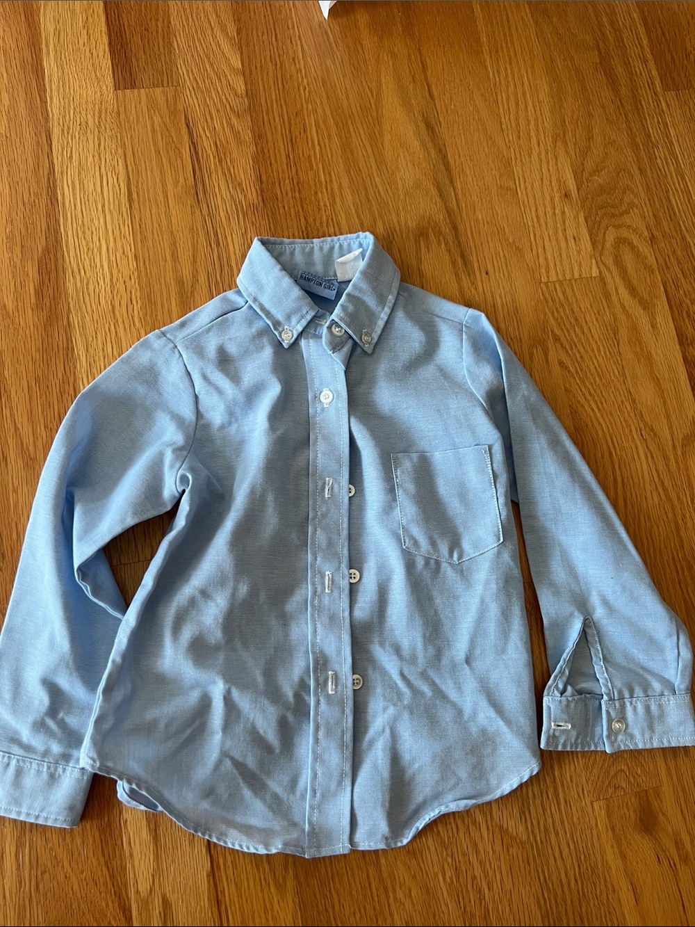 Vintage Hampton Light Blue Button-Down Oxford Shirt for Kids size 5